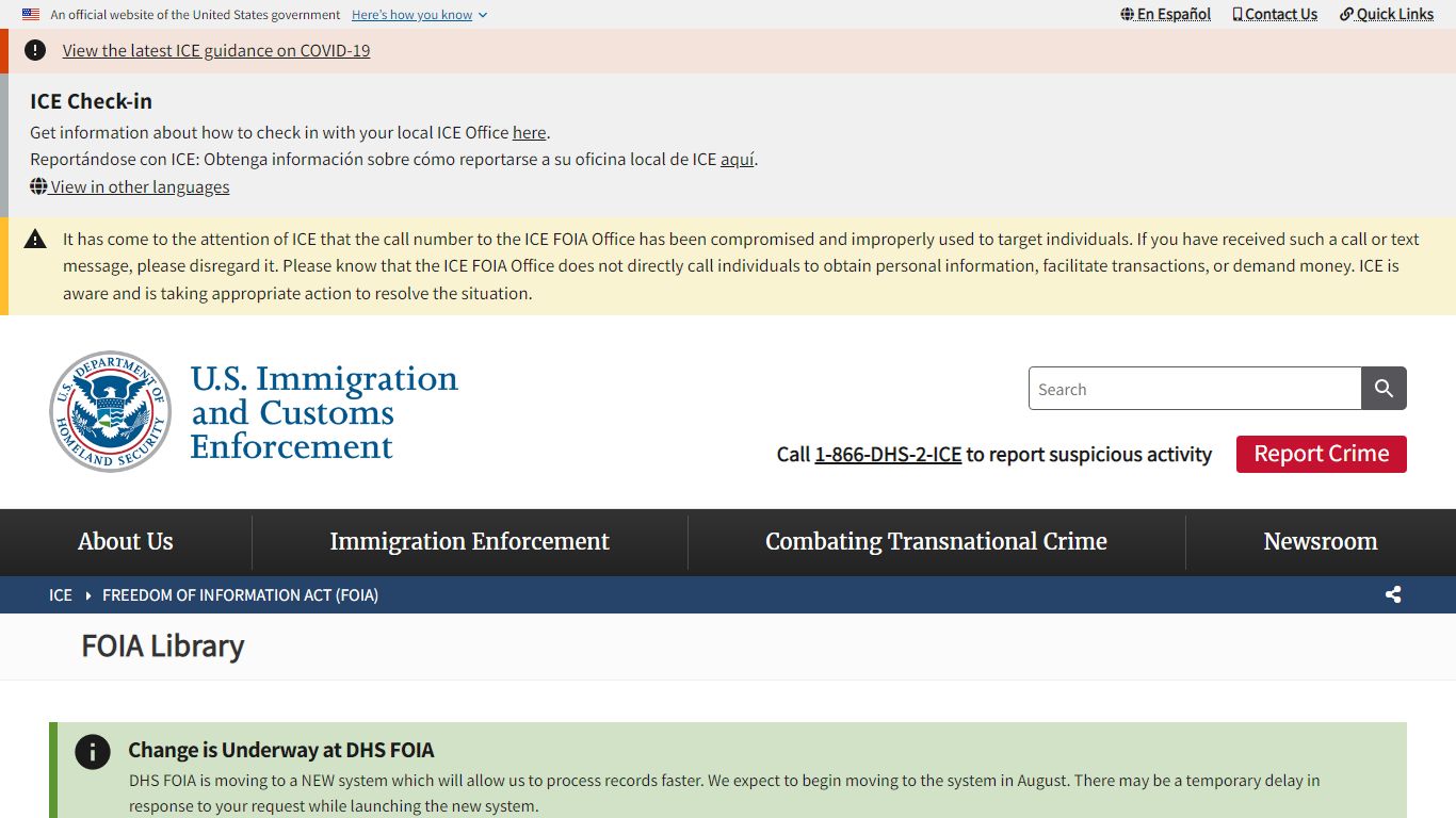 FOIA Library | ICE - U.S. Immigration and Customs Enforcement